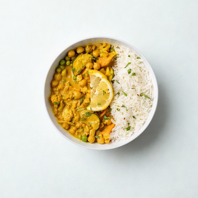 Vegetable Green Curry with Jasmine Rice